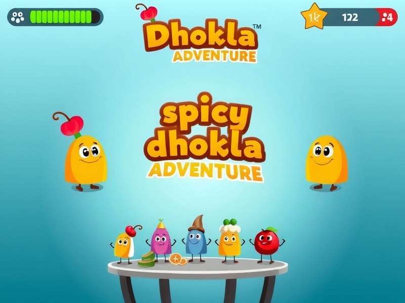 Spicy Dhokla Adventure game screenshot showing colorful dhokla characters